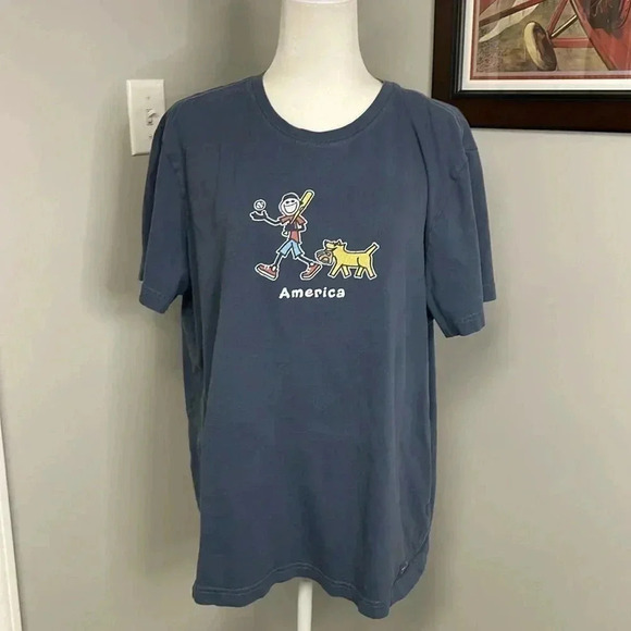 Life Is Good Tops - Life is Good America Crusher Womens Short Sleeve Tshirt Blue Size Large